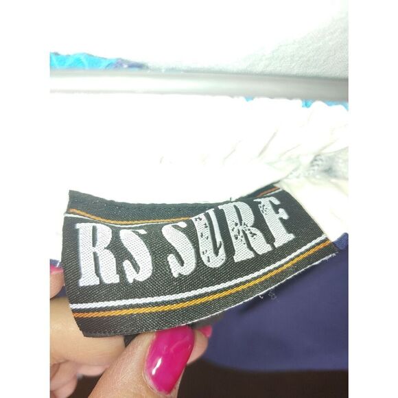 RS Surf Mens Size Large Navy Multicolor Mesh Lined Swim Trunks. - Picture 2 of 4